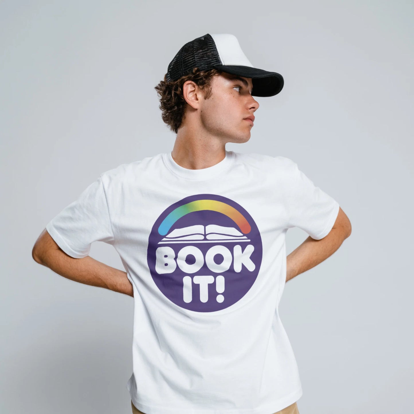 BOOK IT! T-Shirt Tee Short Sleeve Retro Pizza Hut  Gift Funny Books 80's 90's