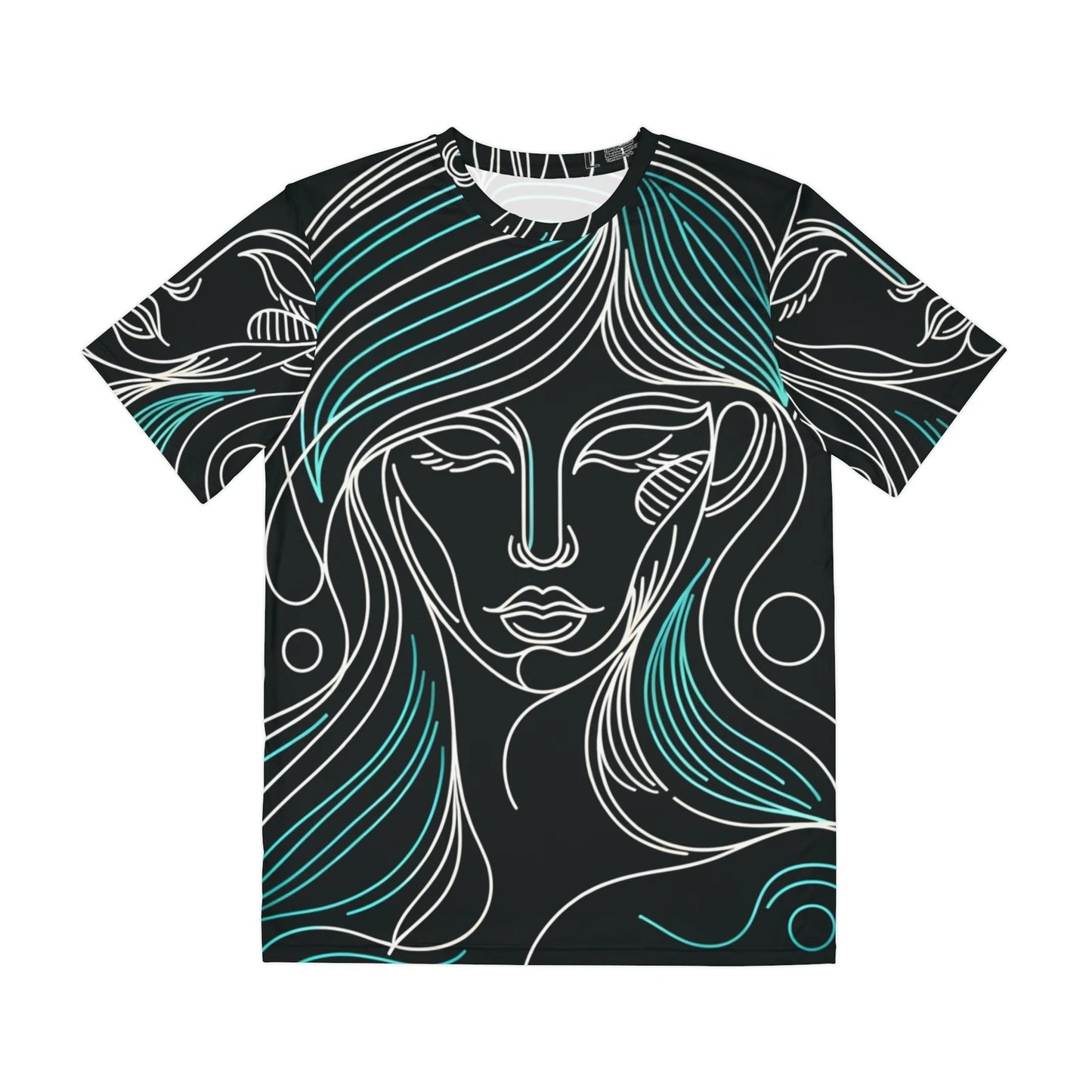 All Over Print T Shirt Minimalist Line Art Woman Face