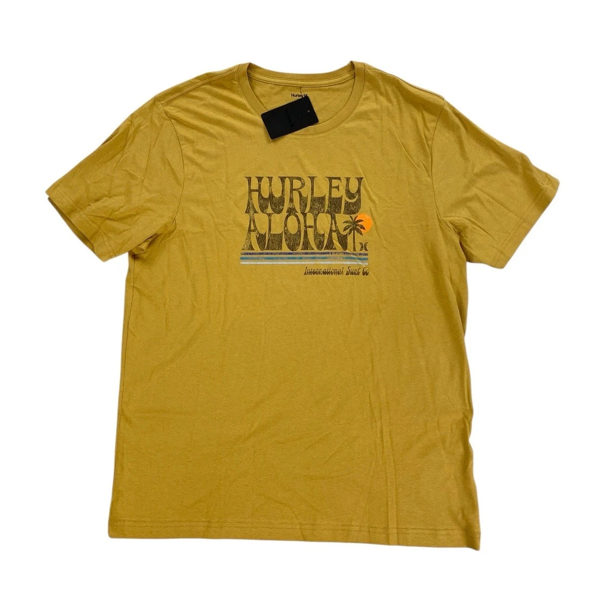 NEW Hurley Aloha Short Sleeve Graphic T Shirt Tee Pebble Gold Mens Size XL