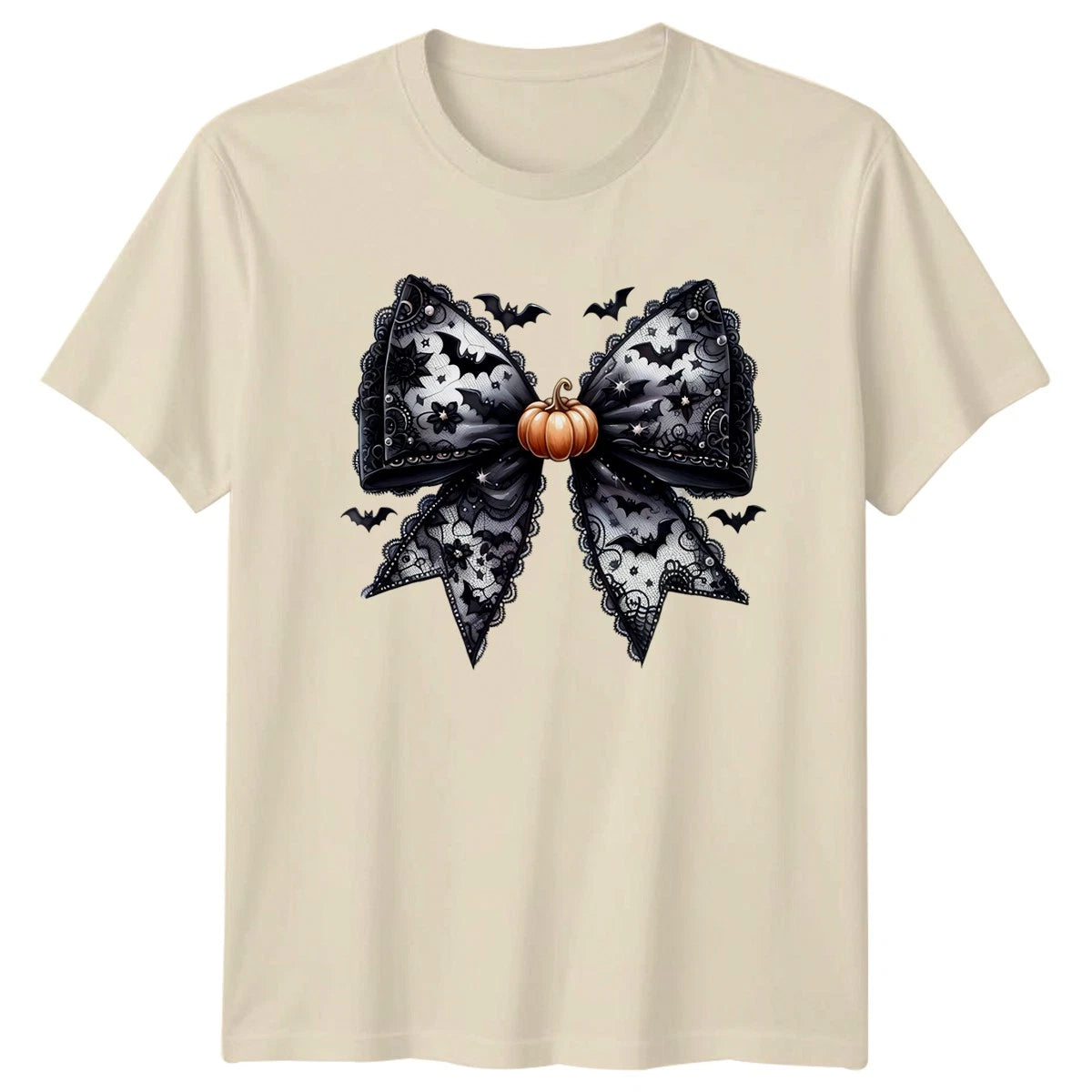 Gothic Lace Bat Bow Halloween Mens Womens Graphic Tee Shirt