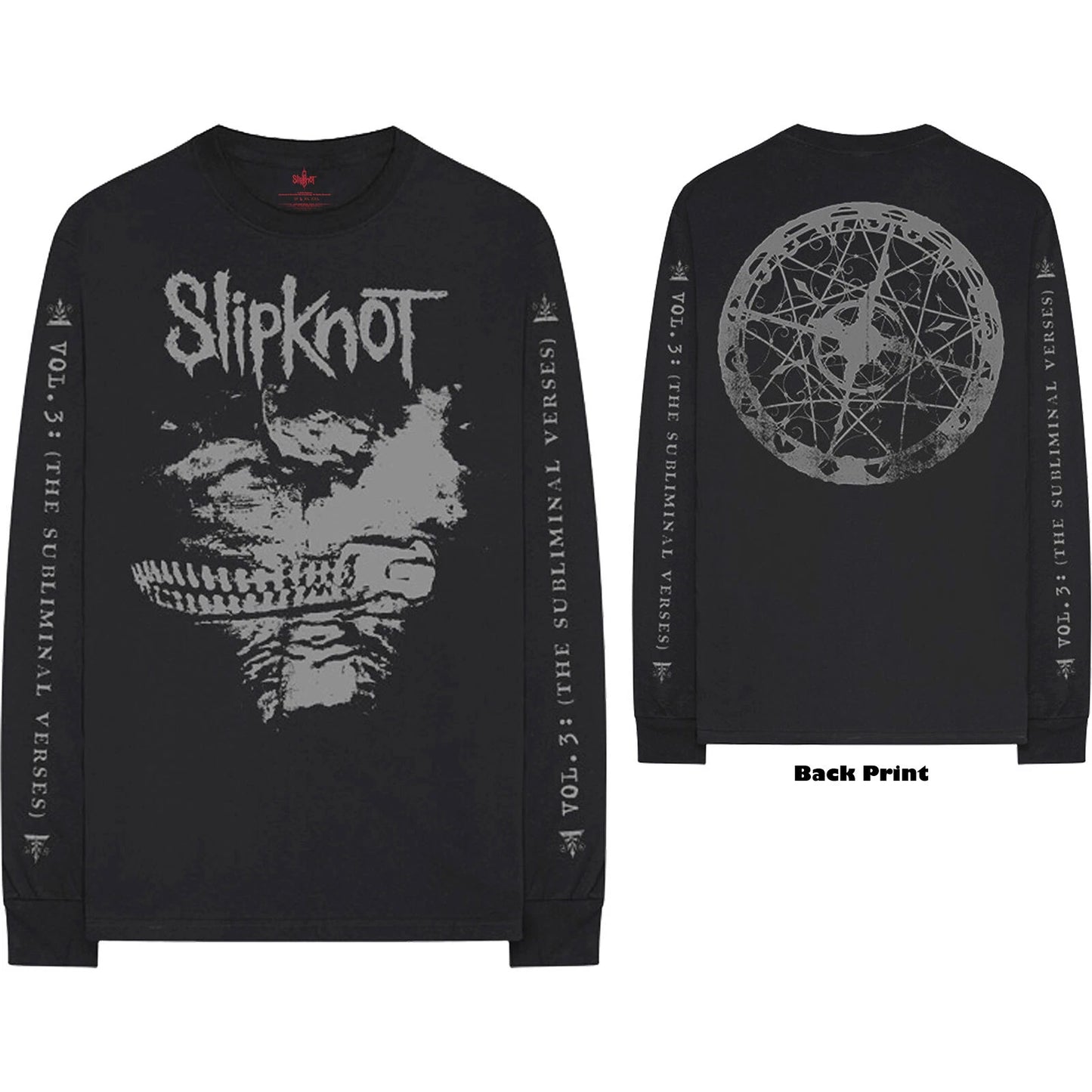 Slipknot Unisex Long Sleeve T-Shirt: Subliminal Verses (Back & Sleeve Print)