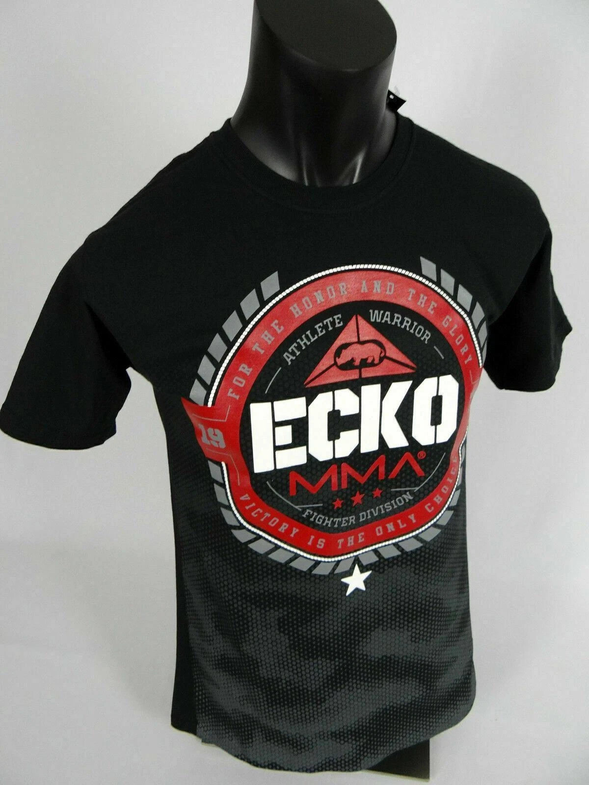 Mens Black T-Shirt MMA Ecko UNLTD Fighter Division with Back Prints! Slim Fit