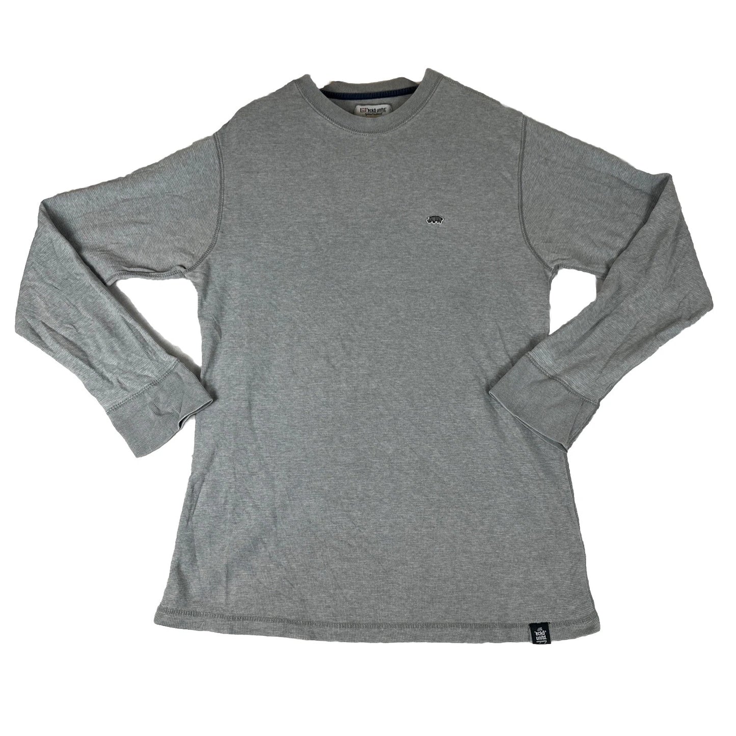 Y2K Ecko Unltd Grey Thermal Graphic Long Sleeve Shirt Mens size 2XL