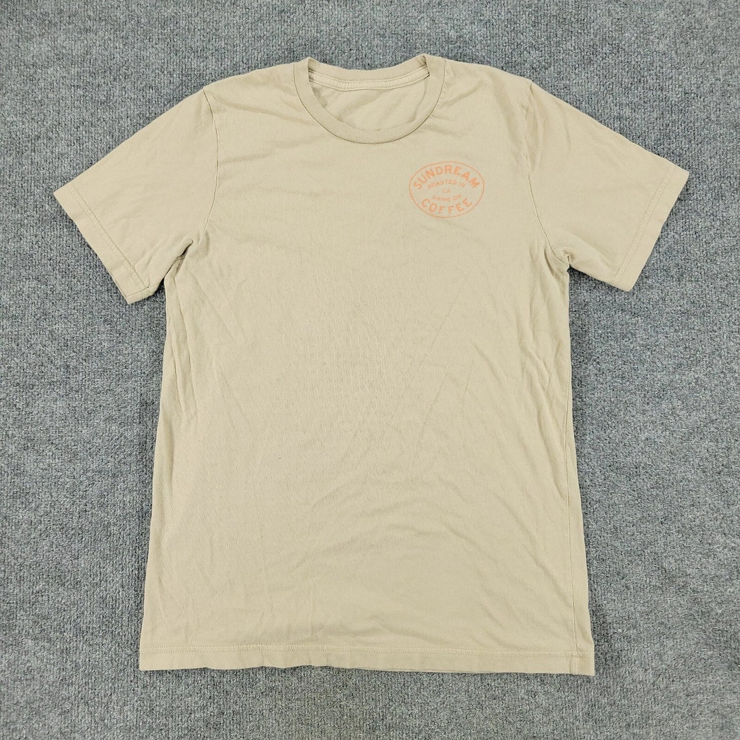 Sundream Coffee Shirt Men Medium Beige Graphic Tee Crew Neck Short Sleeve Adult
