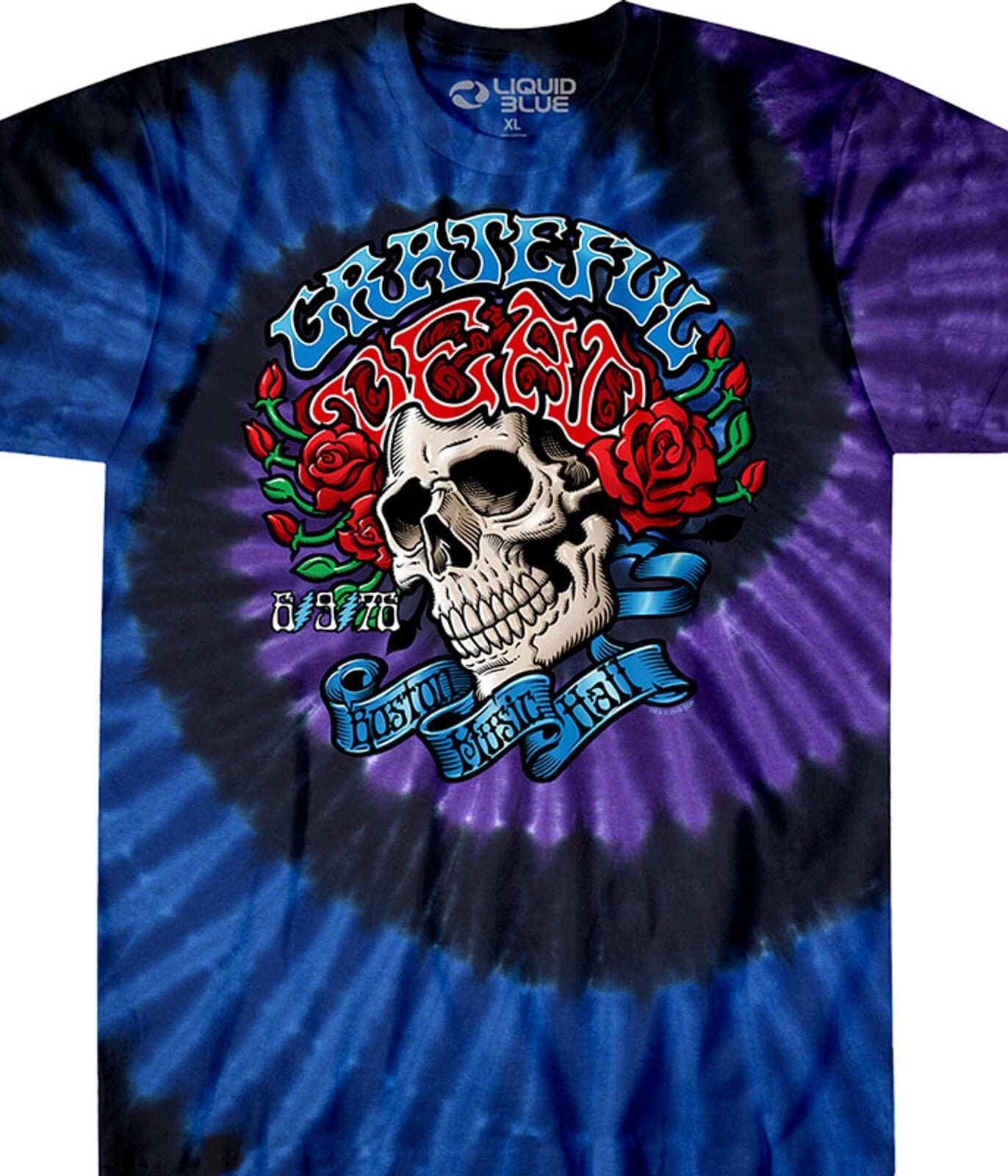 GRATEFUL DEAD-BOSTON MUSIC HALL 76 BERTHA-TIE DYE T-SHIRT S-M-L-XL-2X Garcia