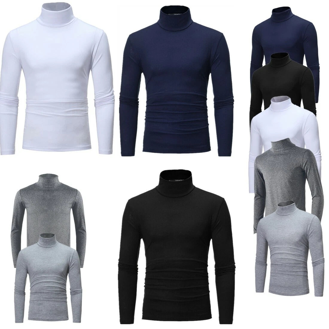 Mens Warm Casual Slim Fit High Neck Long Sleeve T-Shirt ☆