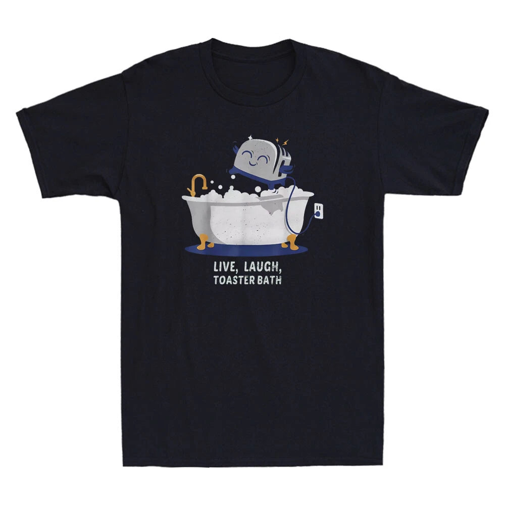 Live Laugh Toaster Bath Satire Funny Graphic Sarcasm Jokes Vintage Men's T-Shirt