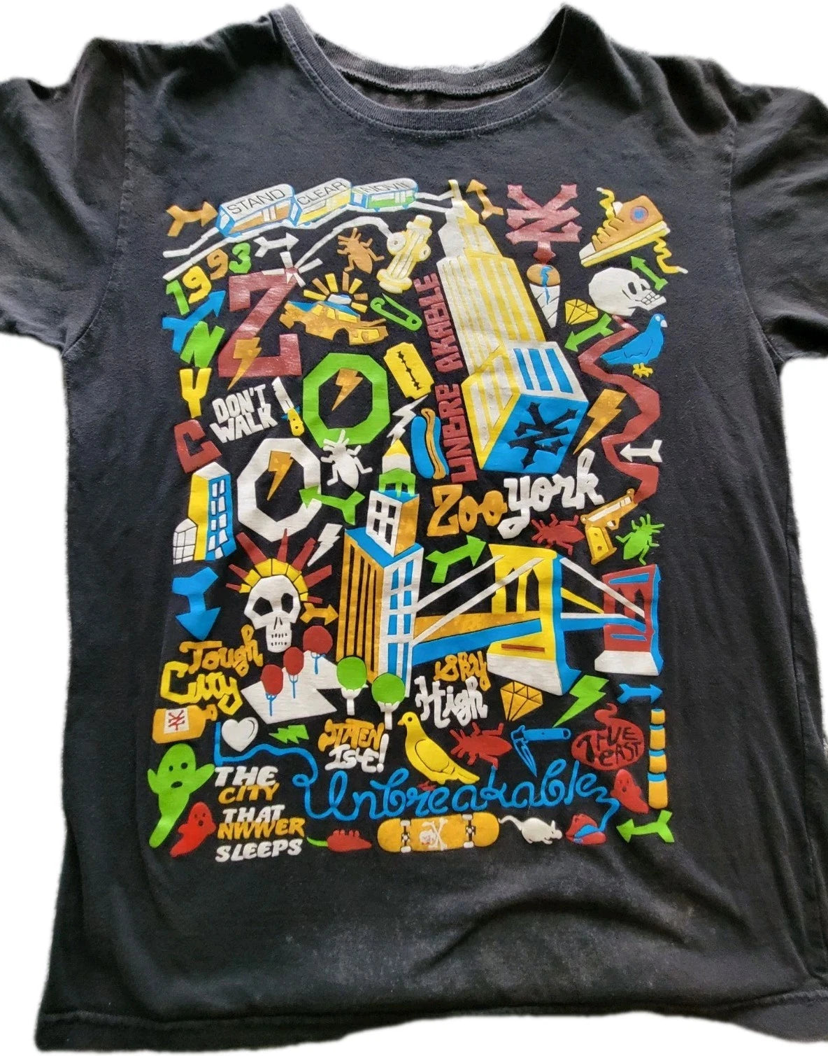 Zoo York Street Graffiti Skate T Shirt Mens Medium Black