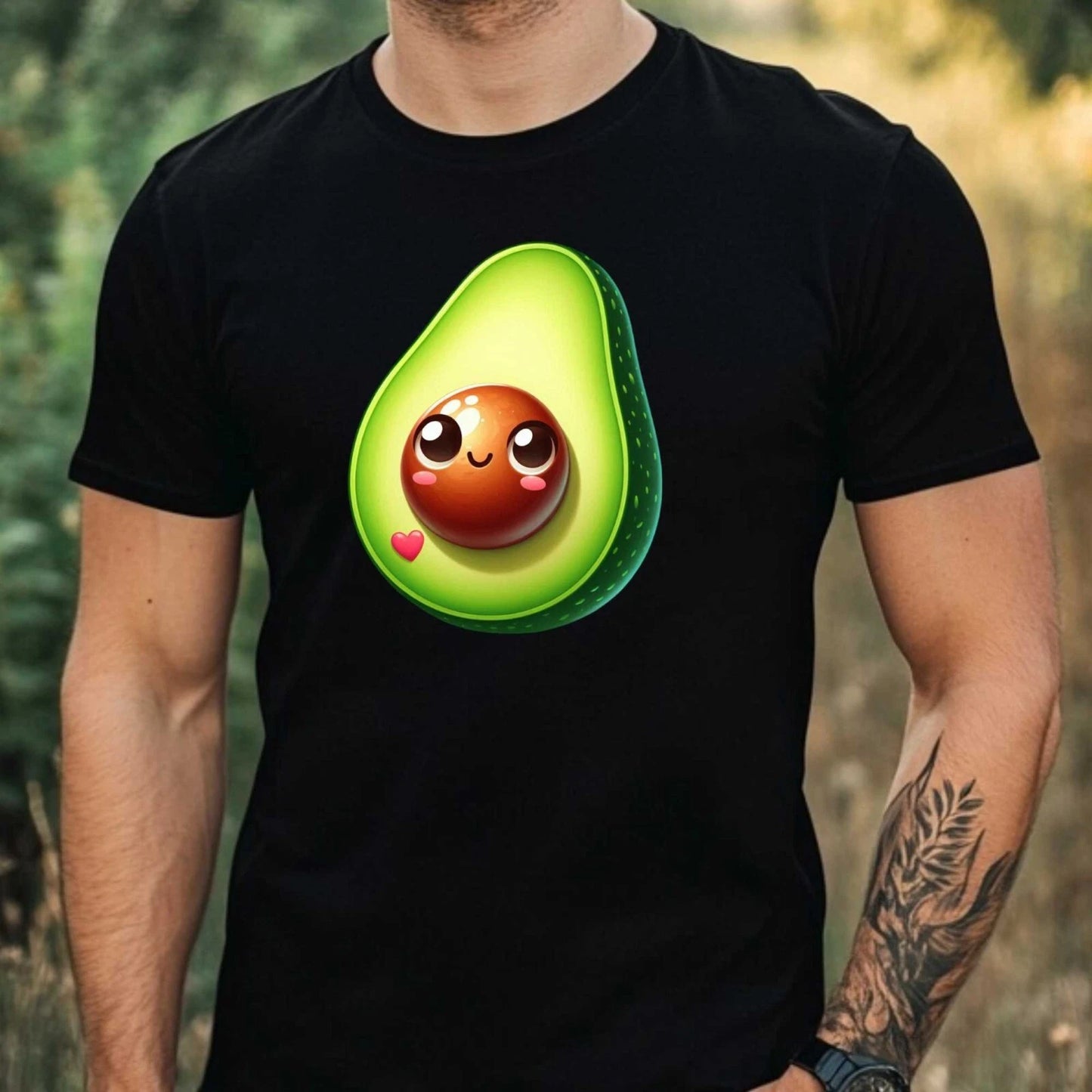 Mens Watercolour Cute Avocado Motif Cotton T-Shirt Size XS to 5XL