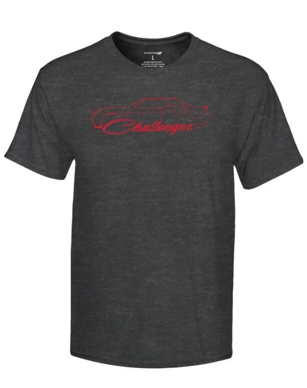 New Dodge Men's Challenger Outline T Shirt Dark Heather Large Mopar