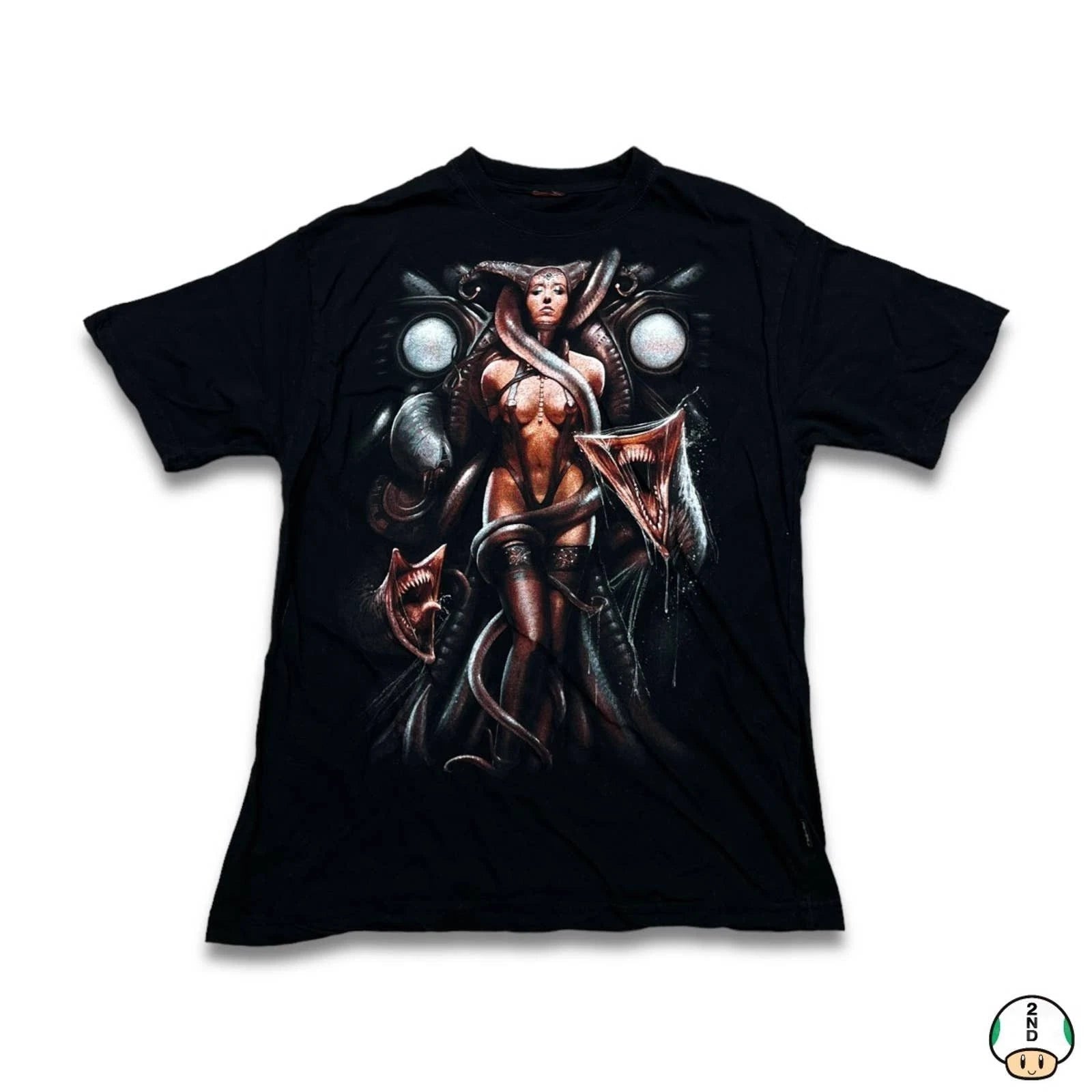 Vintage Lilith T Shirt Men Large Black Double Sided Graphic Short Sleeve Y2K Tee