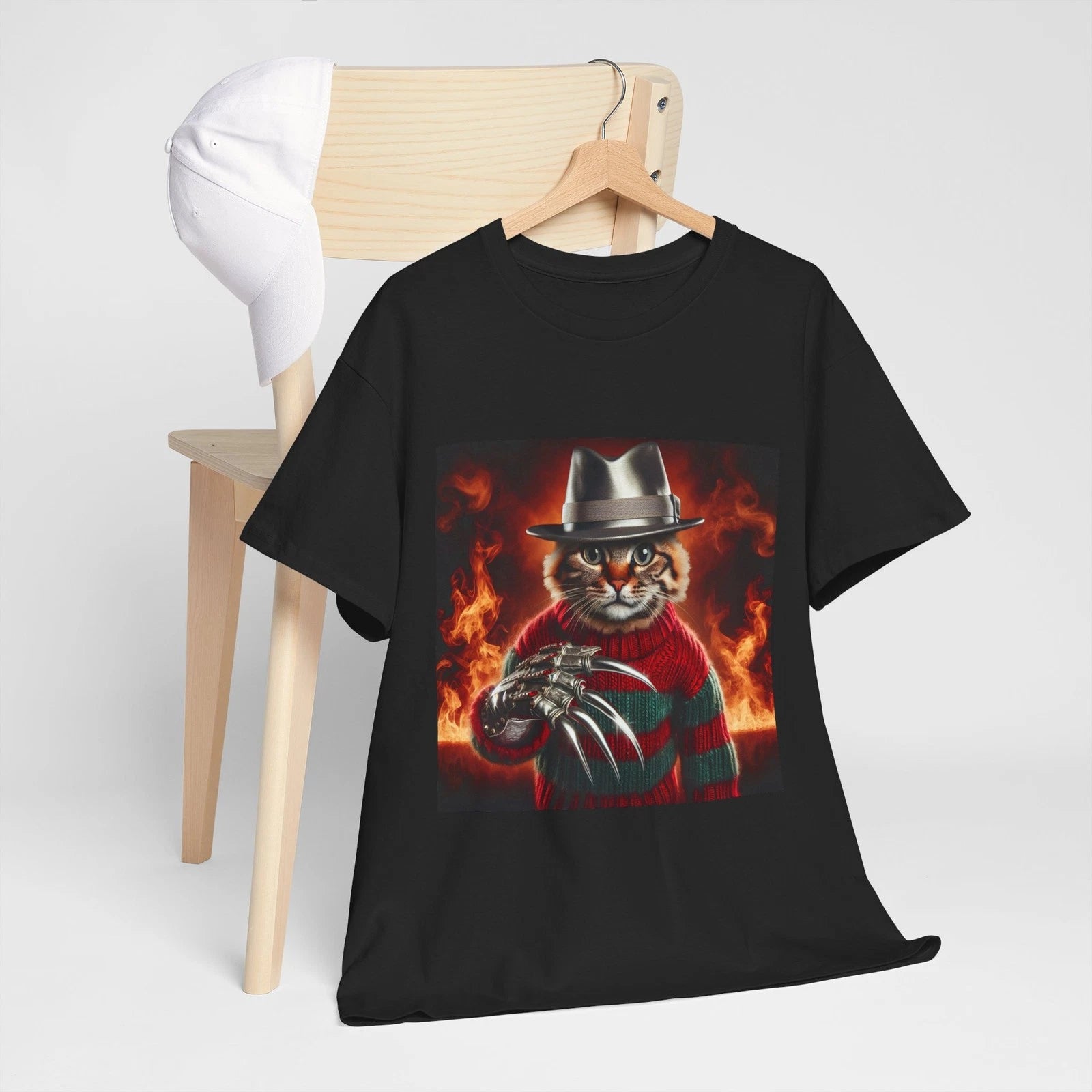Freddy Cat Krueger Tee Unisex Cotton Tee Kitty Halloween Nightmare on Elm Street