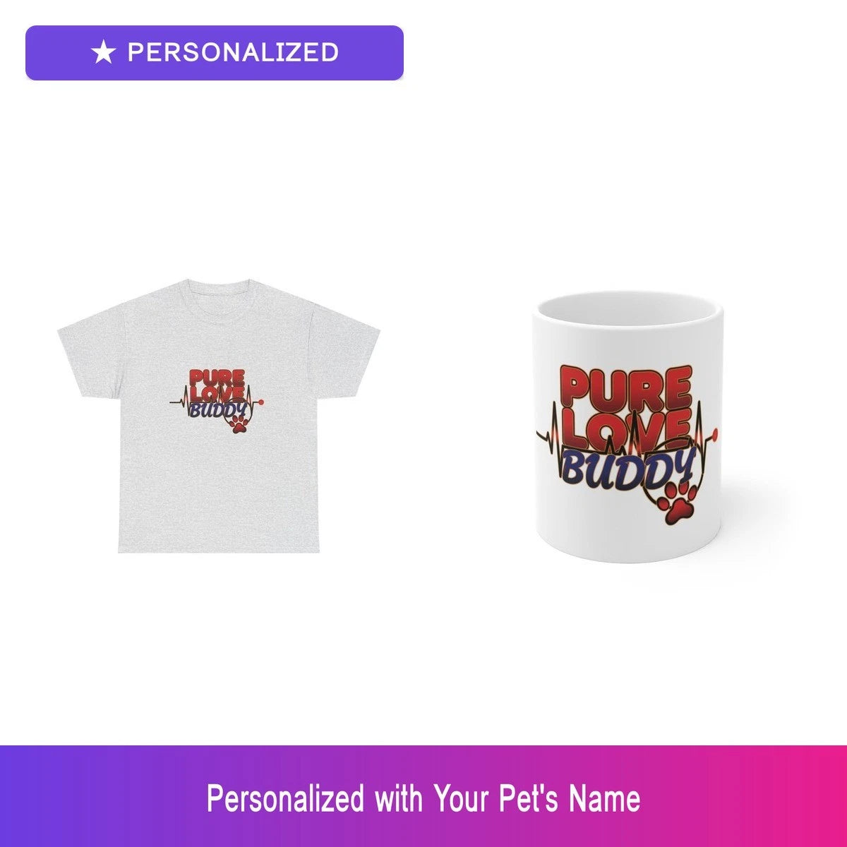Custom Rottweiler Paw Print Gift Set Shirt Mug Personalized Pet Name Bundle