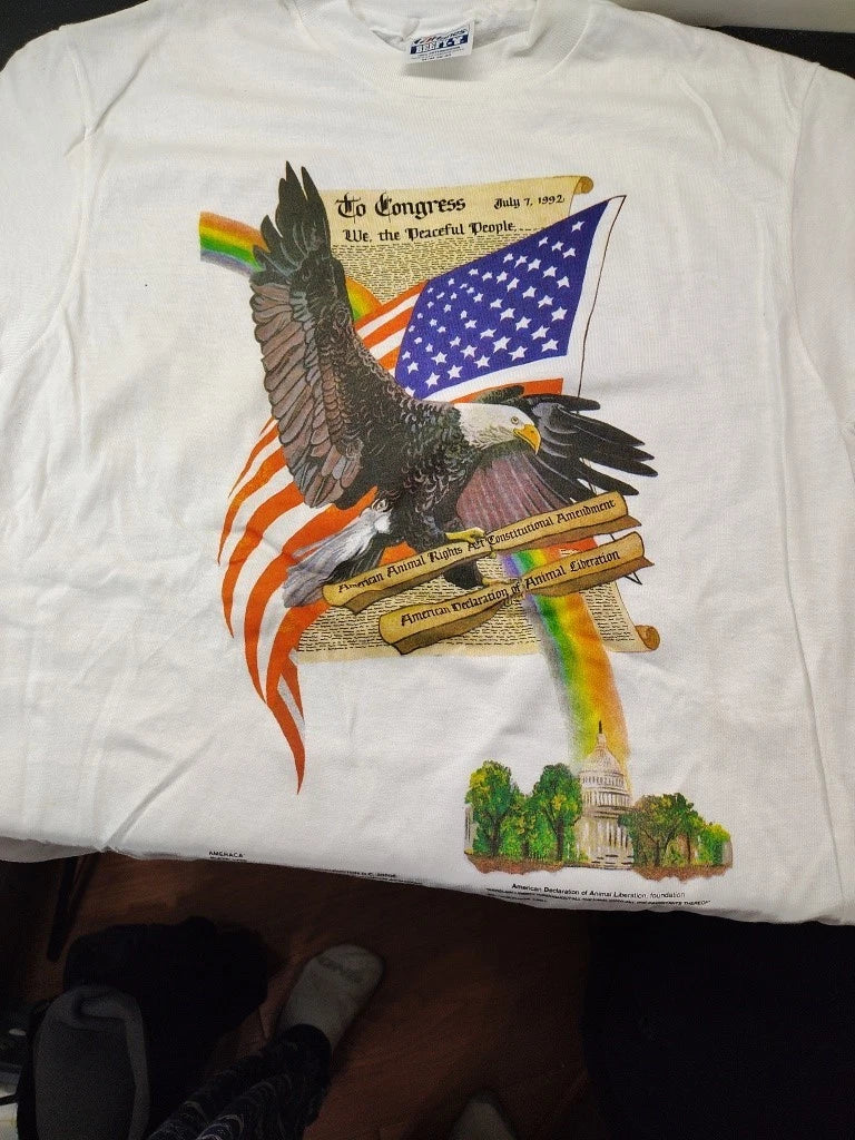 We The Peaceful People T-Shirt [ 2XL ,3M, 6L] Animal Rights T-shirt White.
