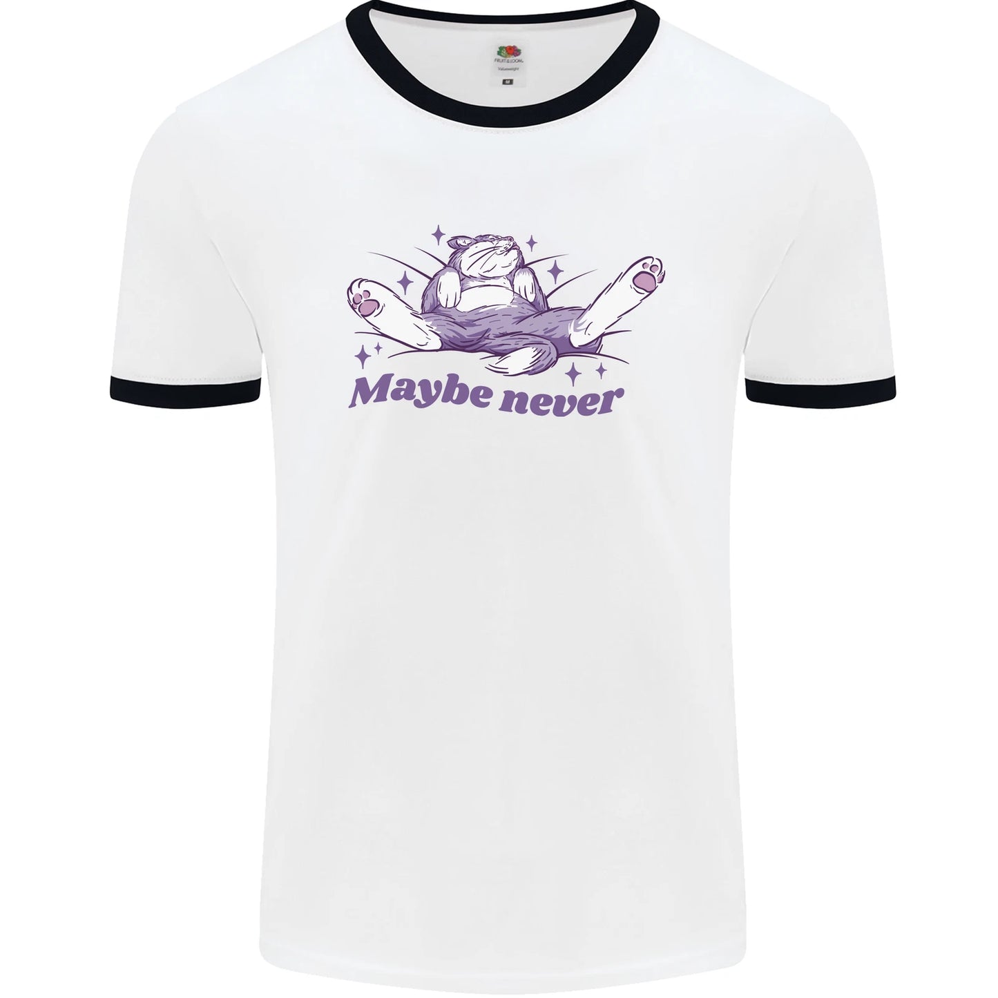 Maybe Never Lazy Cat Sleeping Mens Ringer T-Shirt
