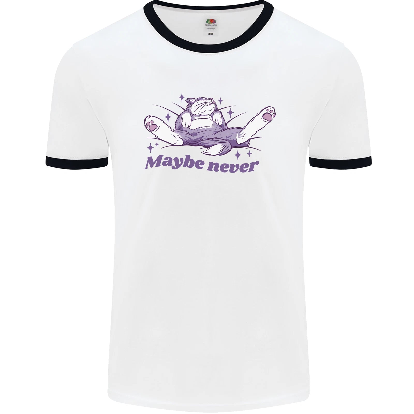 Maybe Never Lazy Cat Sleeping Mens Ringer T-Shirt