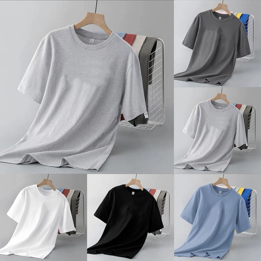 Men Slim Fit T-shirt Slim Fit Short Sleeves Solid Color 95% Polyester 5% Spandex