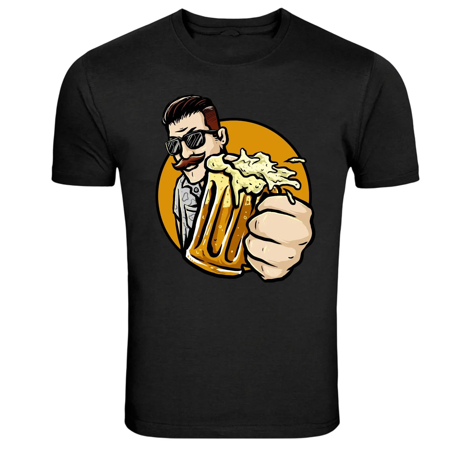 Beer Cheers Man With Mug Funny Drinking Graphic T-Shirt
