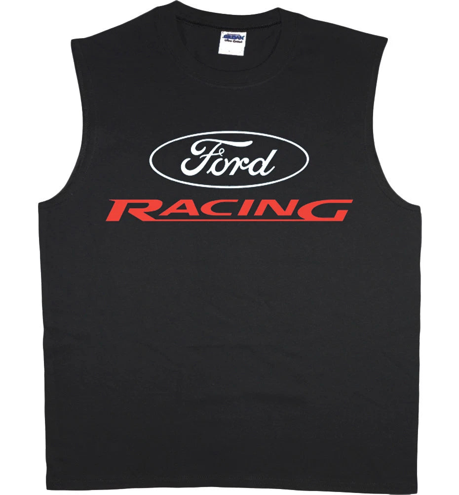 Mens sleeveless t-shirt Ford Racing decal design mustang muscle tee tank top