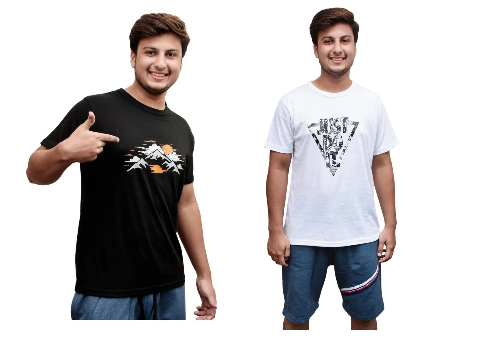 2Pack Mens T Shirt Classic Soft Cotton Short Sleeve Printed TShirt for Men S-3XL