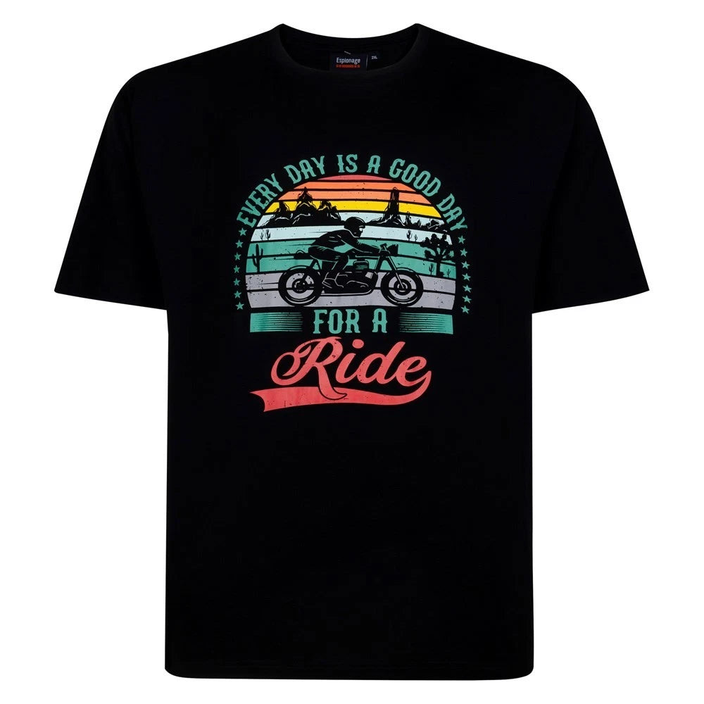 NEW IN ESPIONAGE BLACK BIKER  T  SHIRT T450 2XL3XL 4XL5XL6XL7XL8XL
