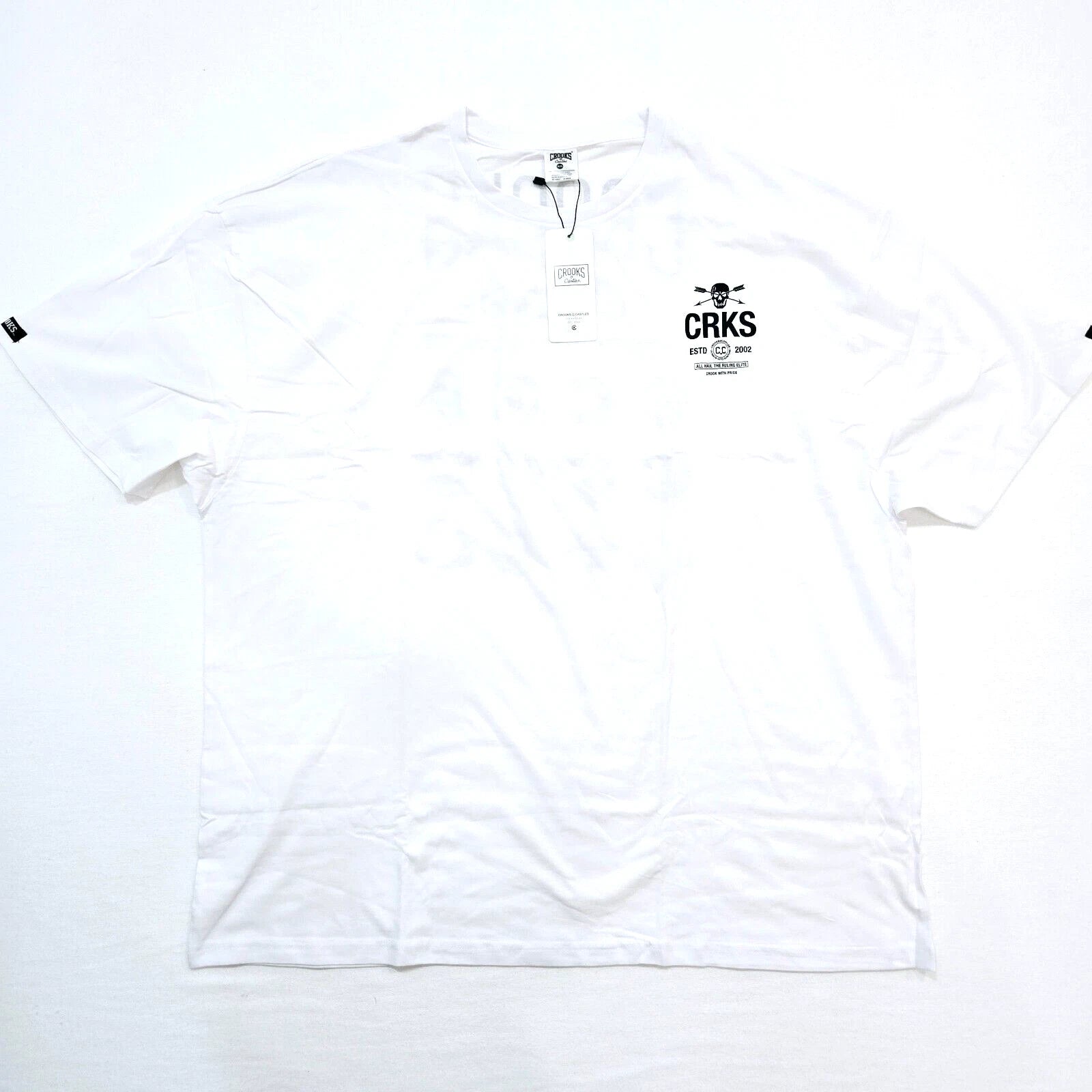 Crooks and Castles Big & Tall Men's T-Shirt Design Black & White Short Sleeve