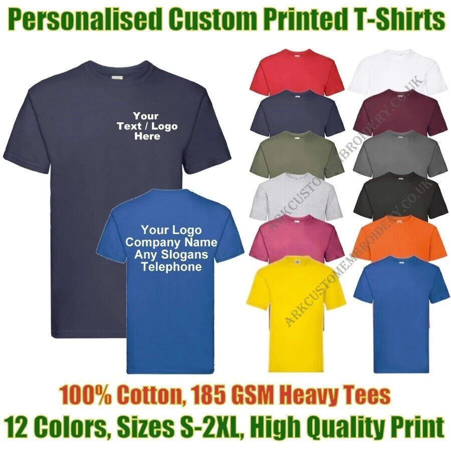 Custom Printed Personalised T-Shirt Your text business logo stag do hen Unisex