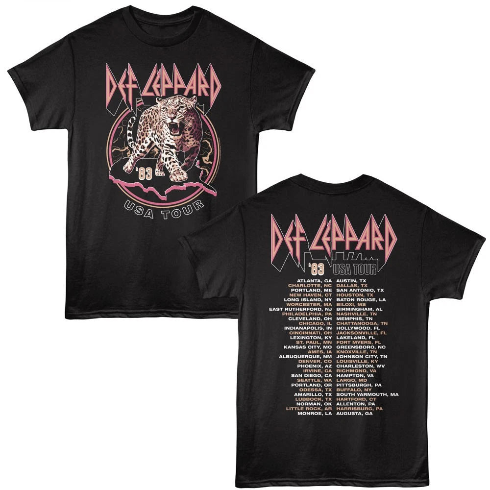 Def Leppard USA 1983 Tour Locations Men's T Shirt