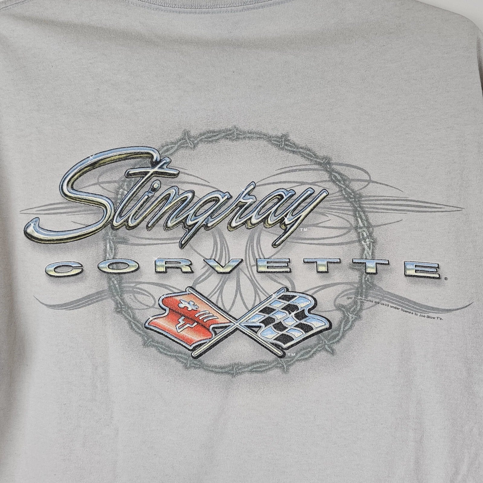 Corvette Stingray Shirt Mens Large Beige Short Sleeve Hot Rod Classic Car Chevy