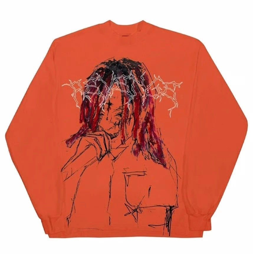 Revenge Trippie Redd Lightning Longsleeve Tee (Orange) 100% Authentic Size Med ✅