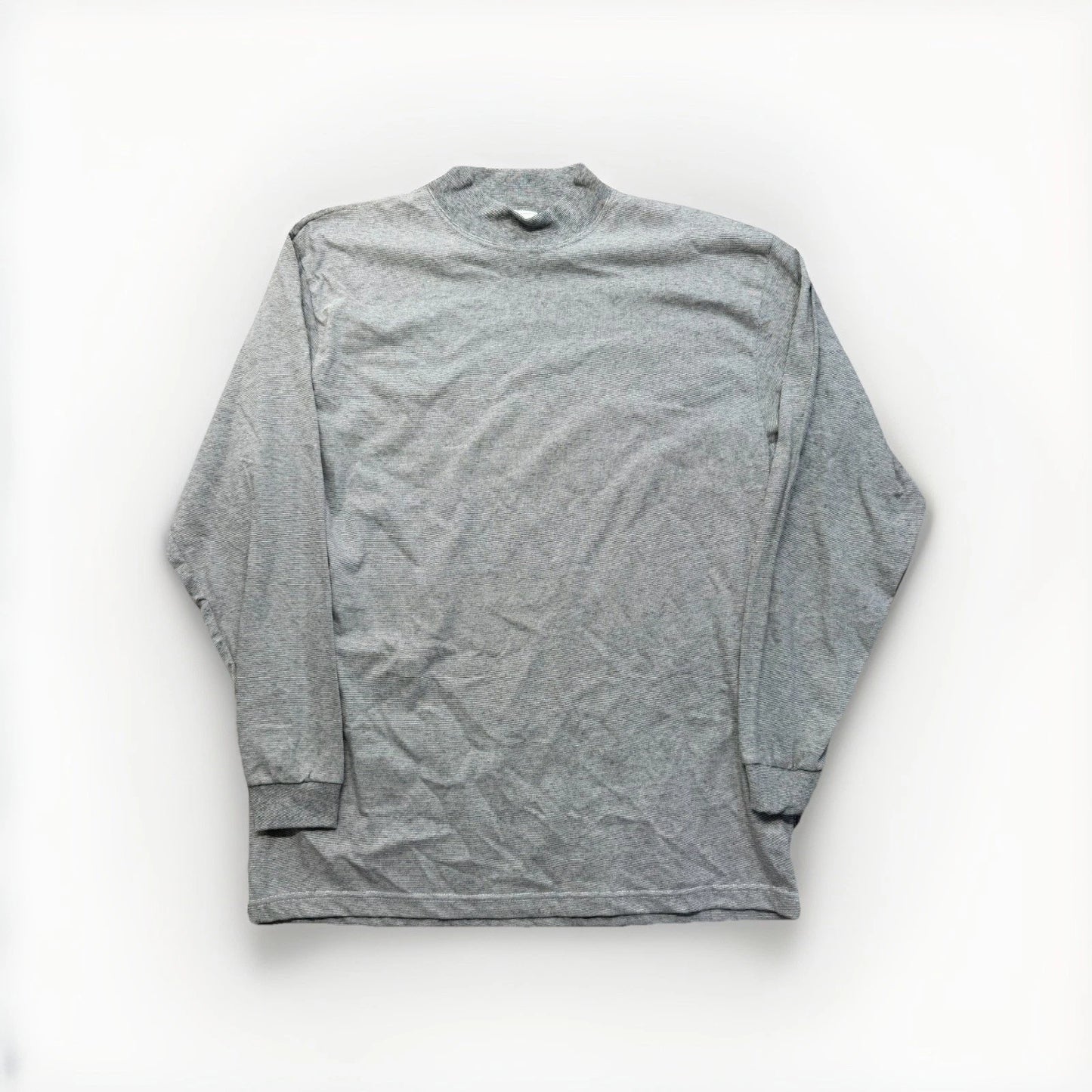 Vintage Micro Stripe T Shirt Mens L Skater Y2K 90s Grunge Blue White Mock Neck
