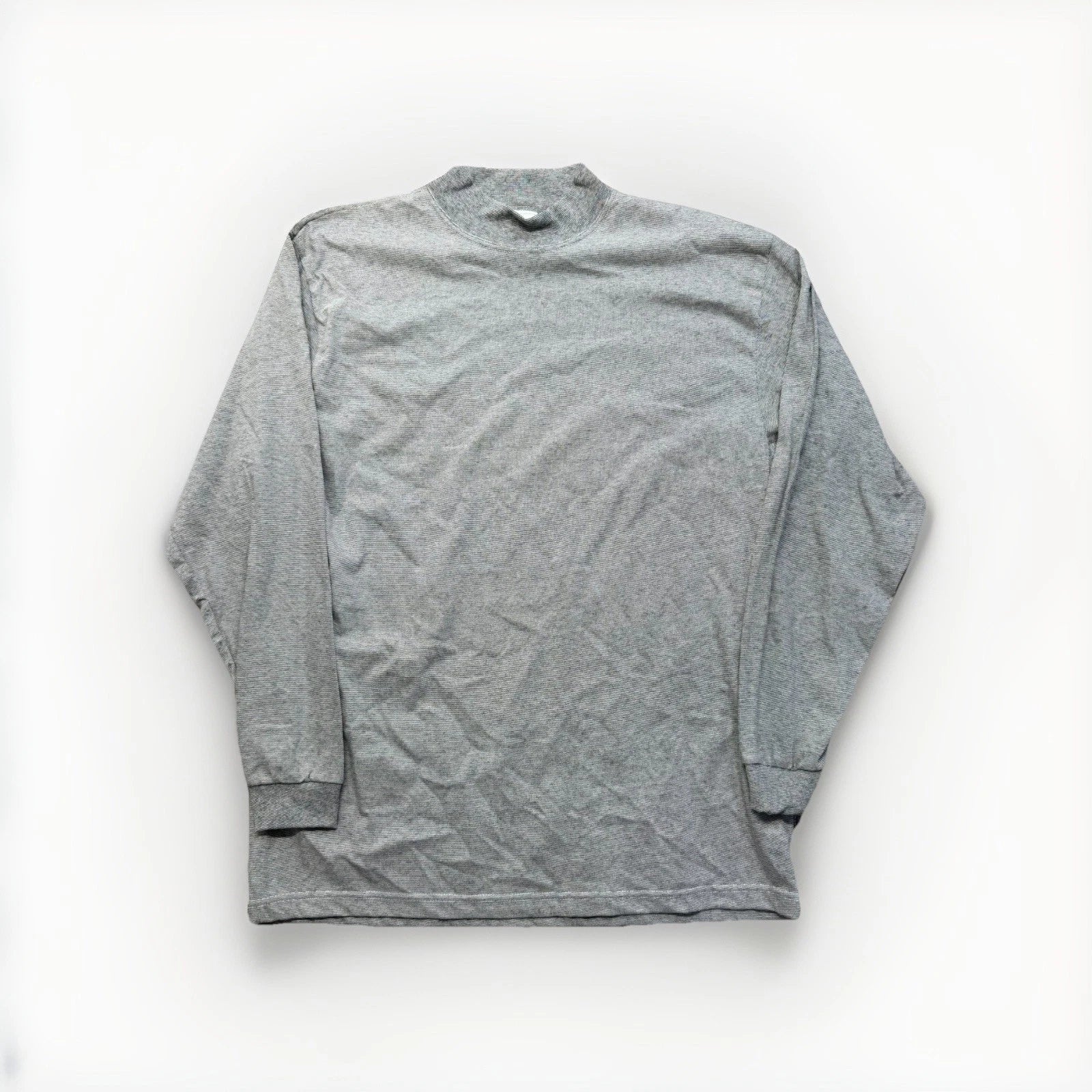 Vintage Micro Stripe T Shirt Mens L Skater Y2K 90s Grunge Blue White Mock Neck