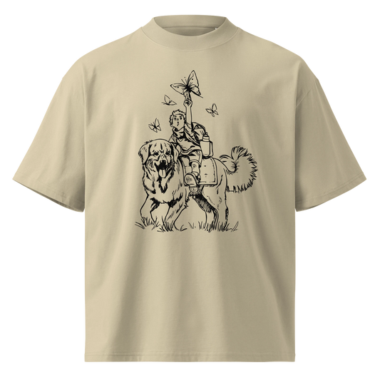 "Dog Adventure" Unisex Organic Oversized High Neck T-Shirt