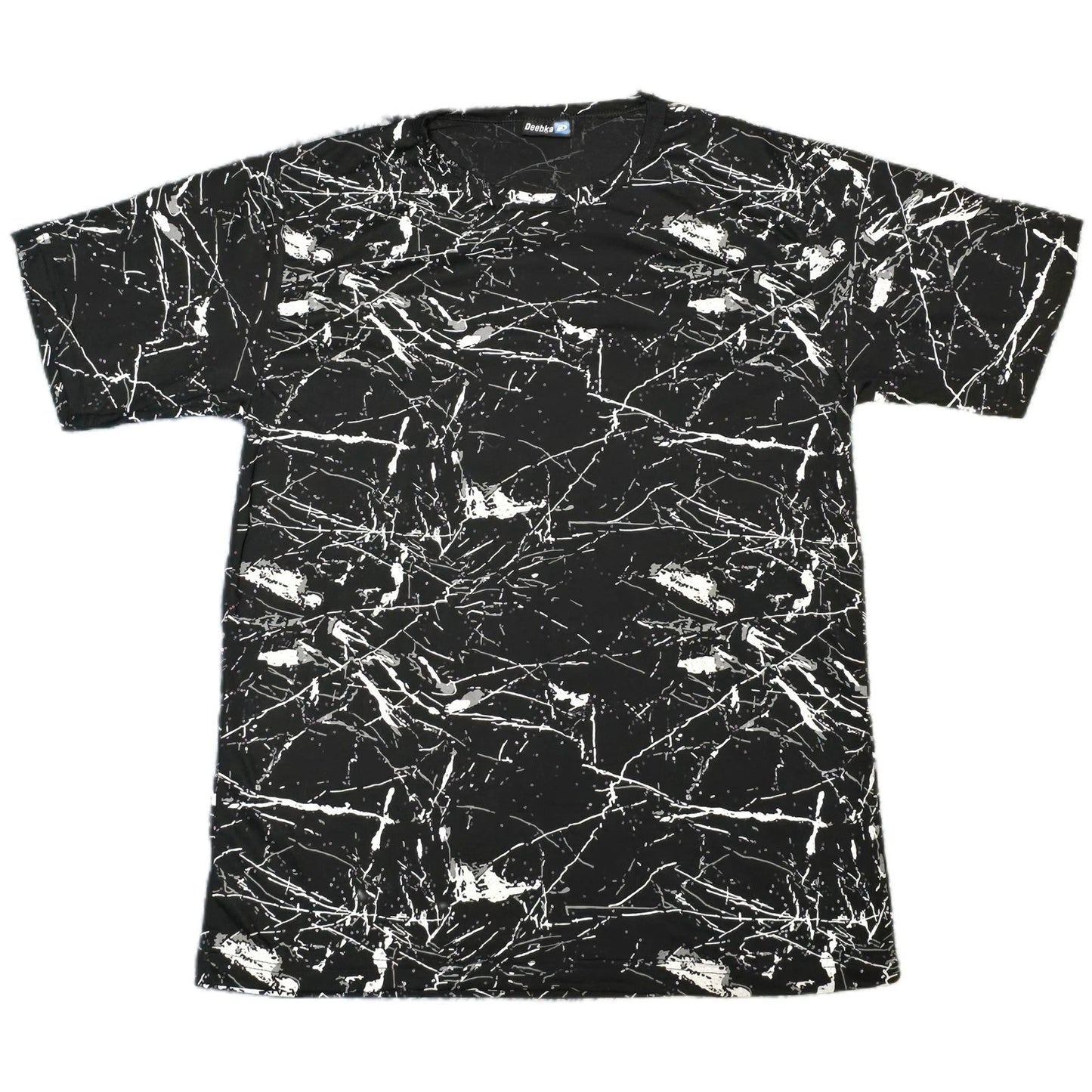 Deebka Abstract Splatter Graphic TShirt Mens LG Black White Excellent Cotton (B)