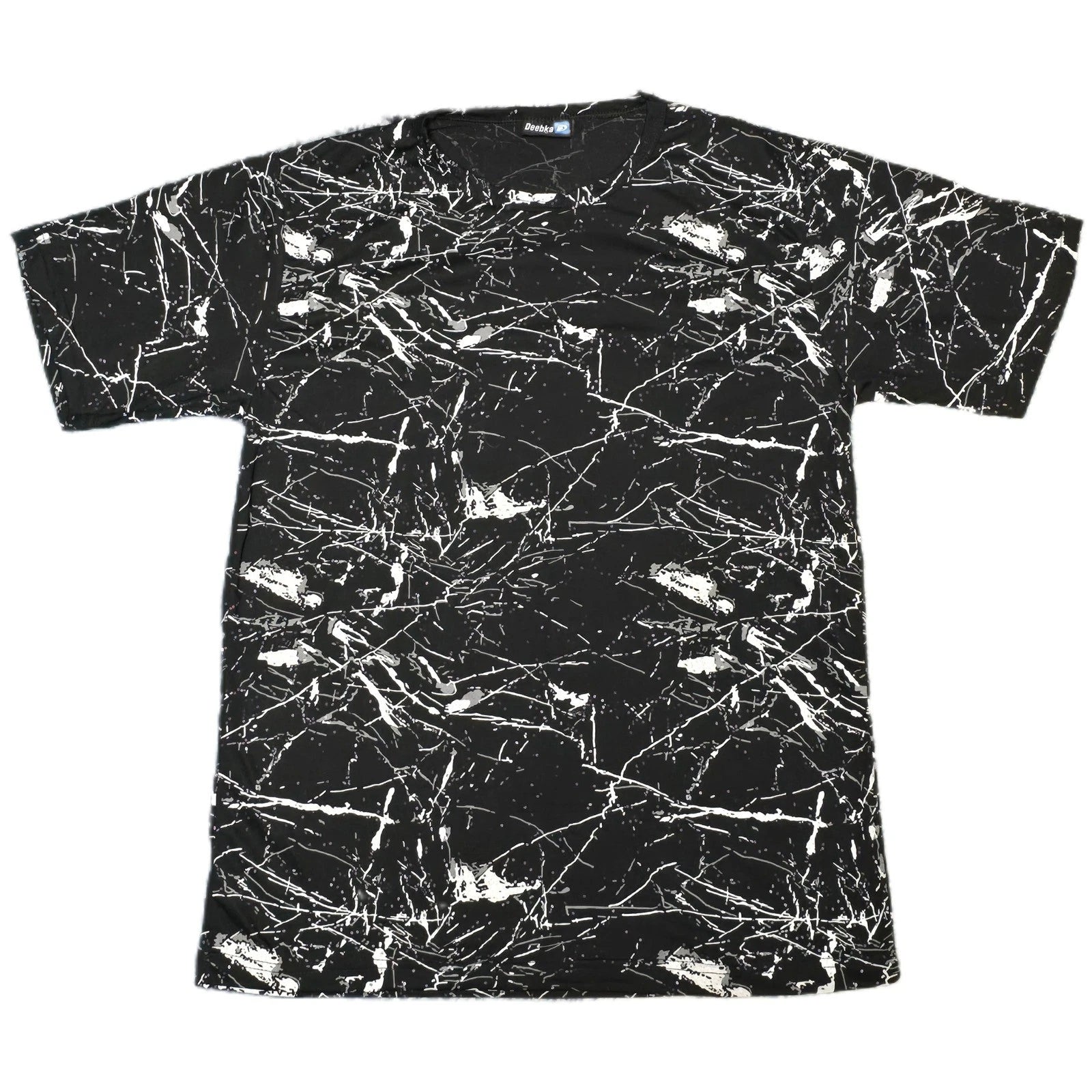 Deebka Abstract Splatter Graphic TShirt Mens LG Black White Excellent Cotton (B)