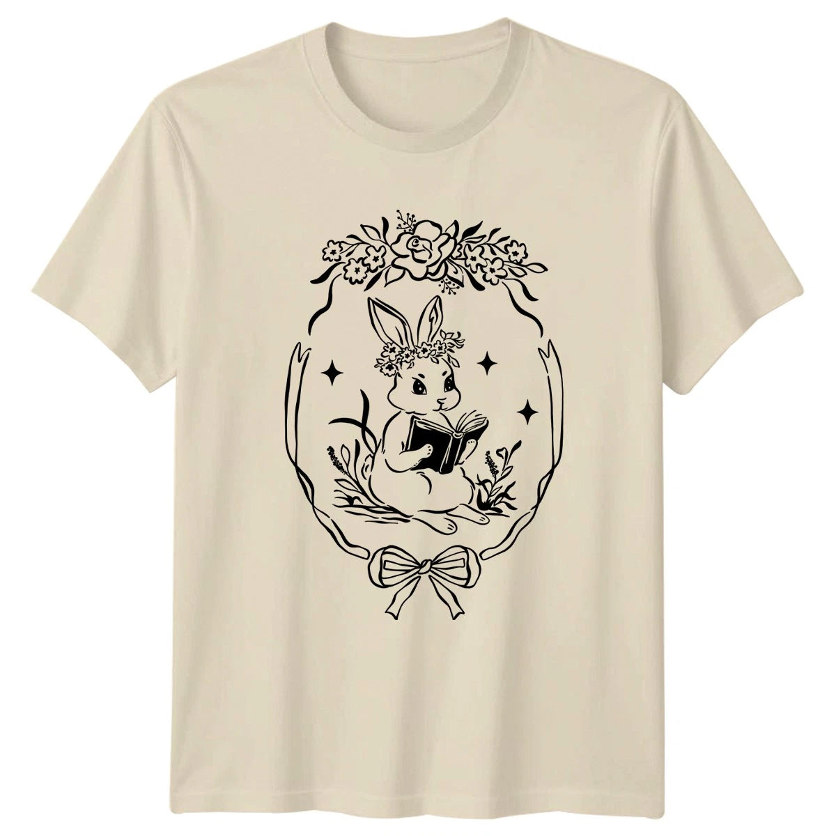 Cute Rabbit Reading Book T-Shirt Bunny Book Lover Animal Gift For Him And Her
