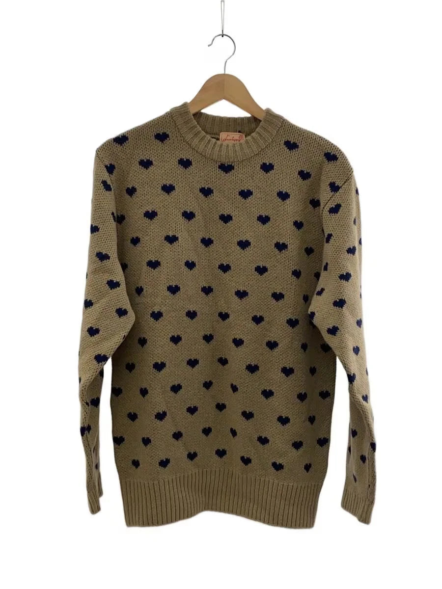 Dress hippy HEART CREW KNIT Knit Sweater (Thick) M Acrylic KHK All-Over Print