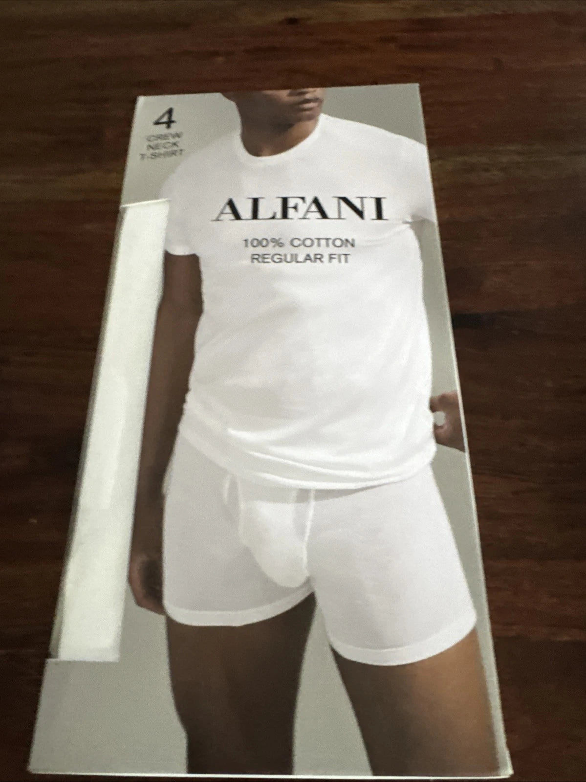 Alfani Crew Neck T-Shirt Mens Small White 4-Pack 100% Cotton Regular Fit Tagless