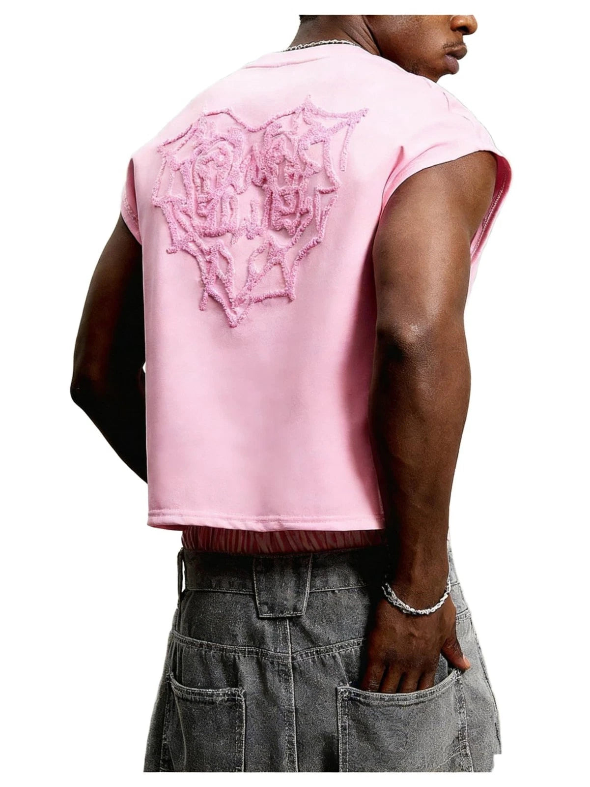 Men's Cropped Tank Top Sleeveless Oversized Baggy Y2K Crew Neck Boxy Cool Sum...