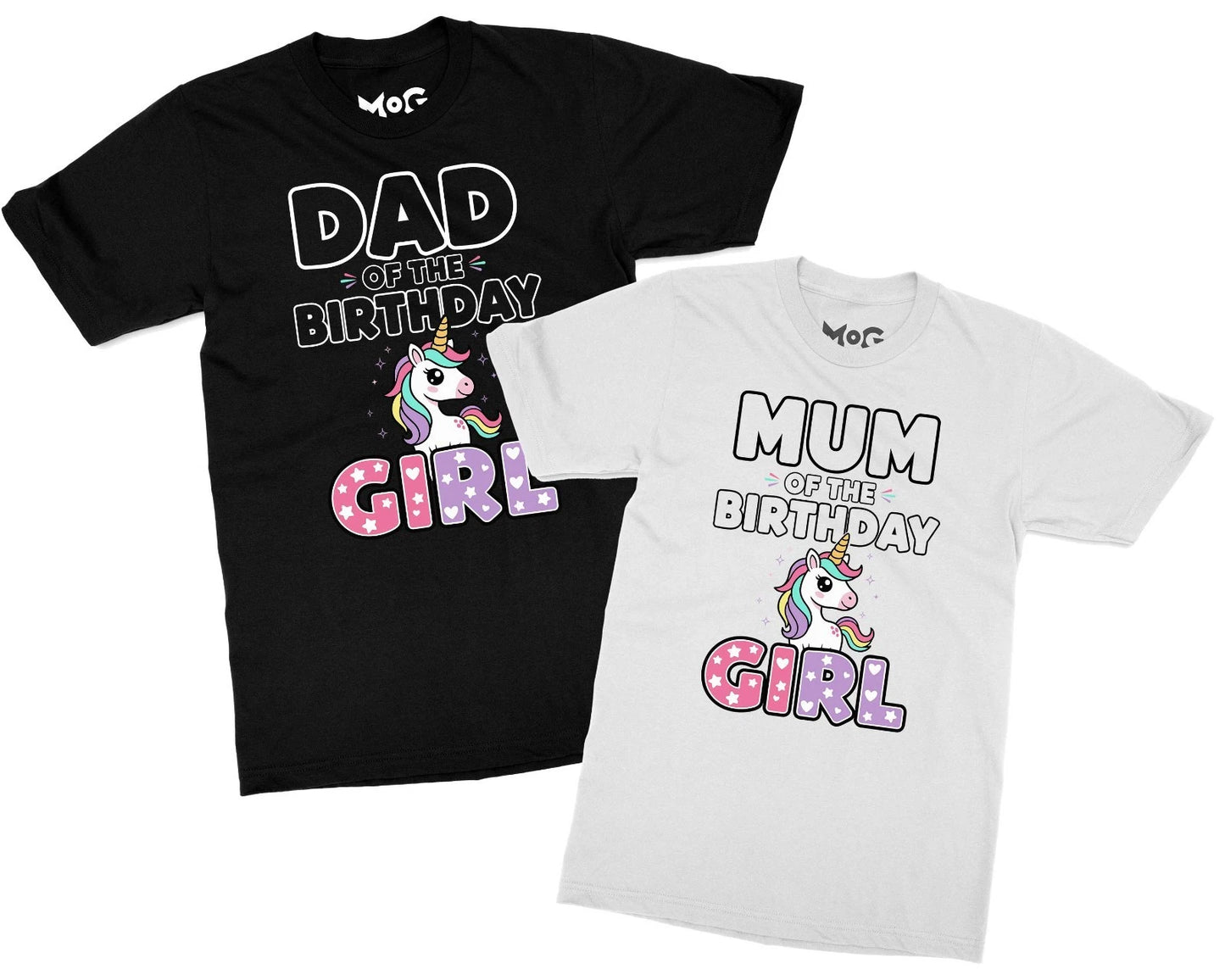 Dad Mum of the Birthday Girl T-shirt Unicorn Family Tee Proud Parents Party Top