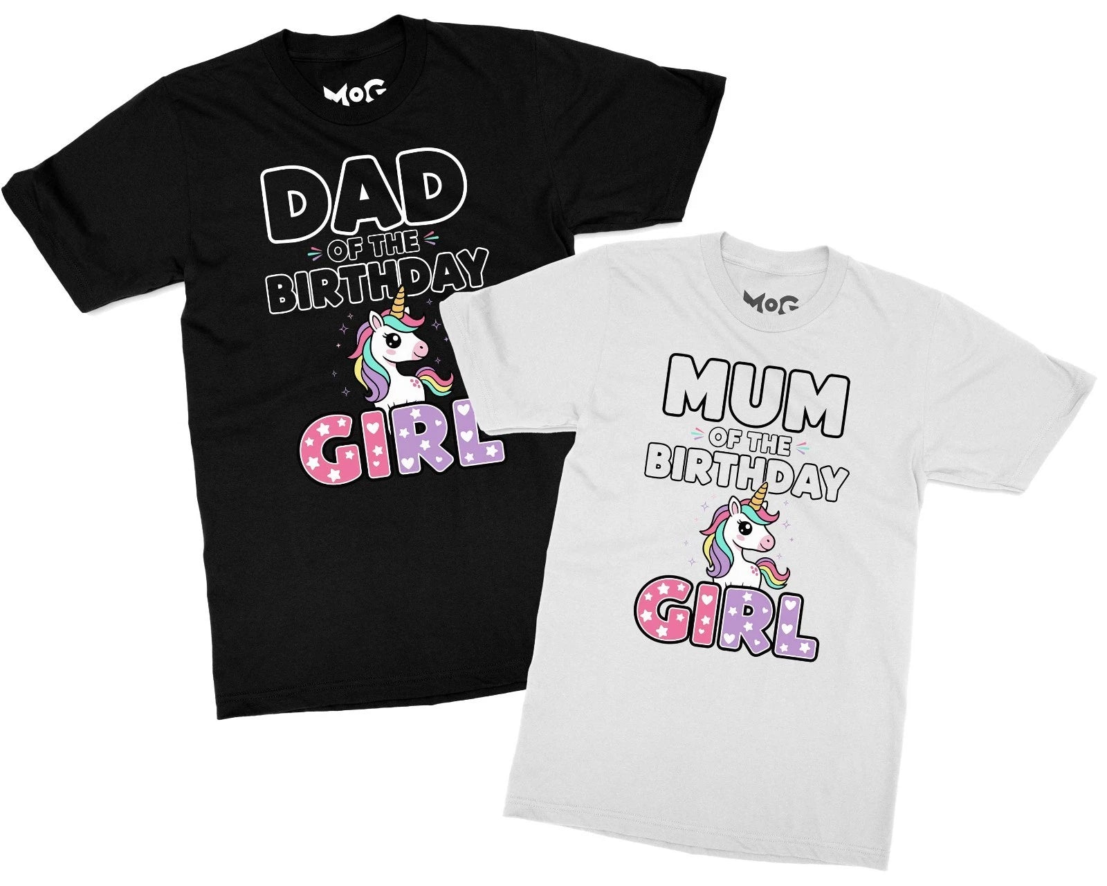 Dad Mum of the Birthday Girl T-shirt Unicorn Family Tee Proud Parents Party Top