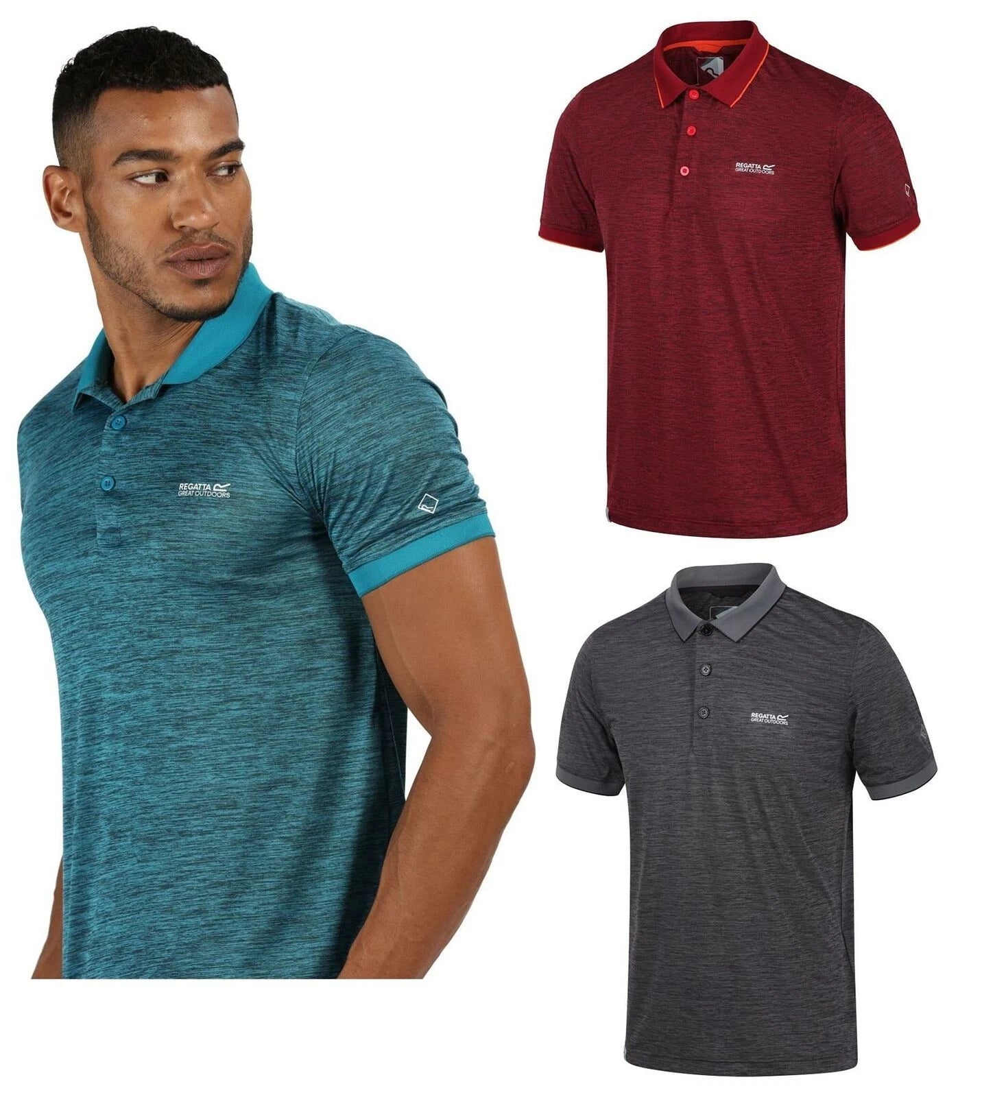 Regatta Mens Breathable Polo T Shirt Cool Dry Sports Wicking Quick Dry Remex II