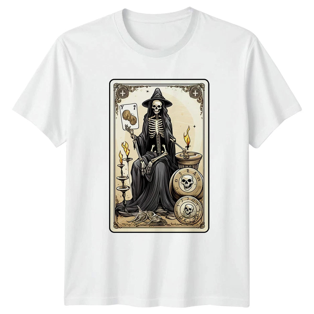 Grim Reaper With Peanuts T-Shirt Gothic Skeleton Halloween Gift For Him And Her