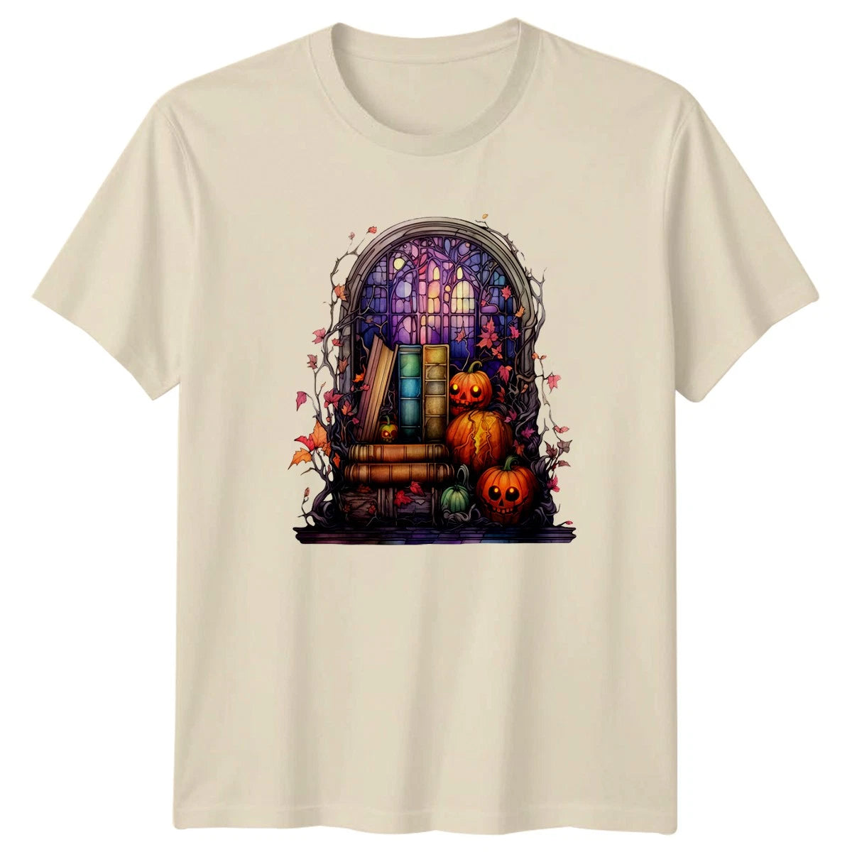 Stained Glass Books Halloween T-Shirt Gift For Him And Her