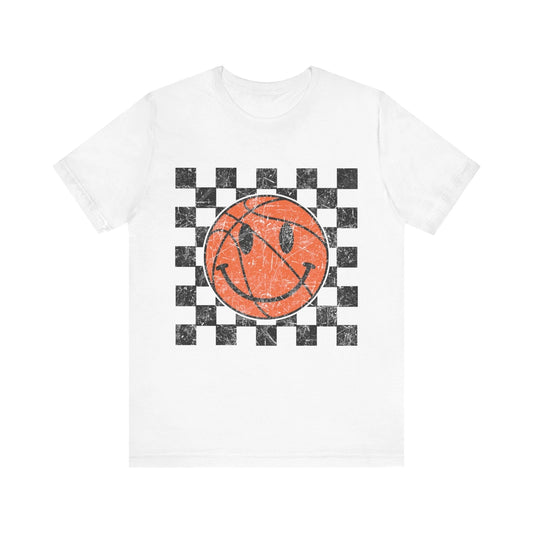 Basketball Happy Face Design Trendy Smile Face Art for Basketball Lovers T-Shirt