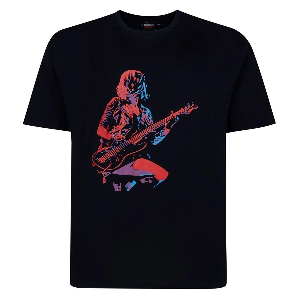 NEW IN ESPIONAGE NAVY GUITARIST TEE SHIRT T454 2XL3XL 4XL5XL6XL7XL8XL
