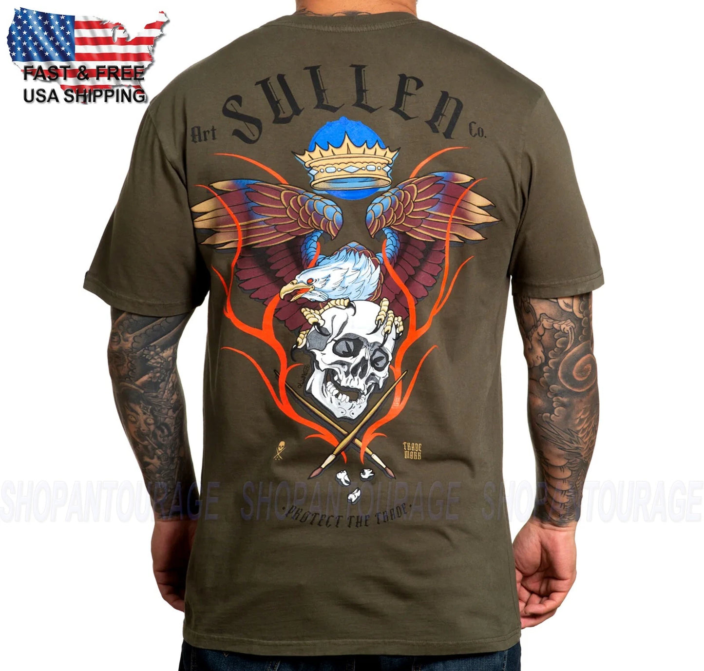 Sullen Art Collective Eagle Flame Premium SC5194 New Short Sleeve Men`s T-shirt