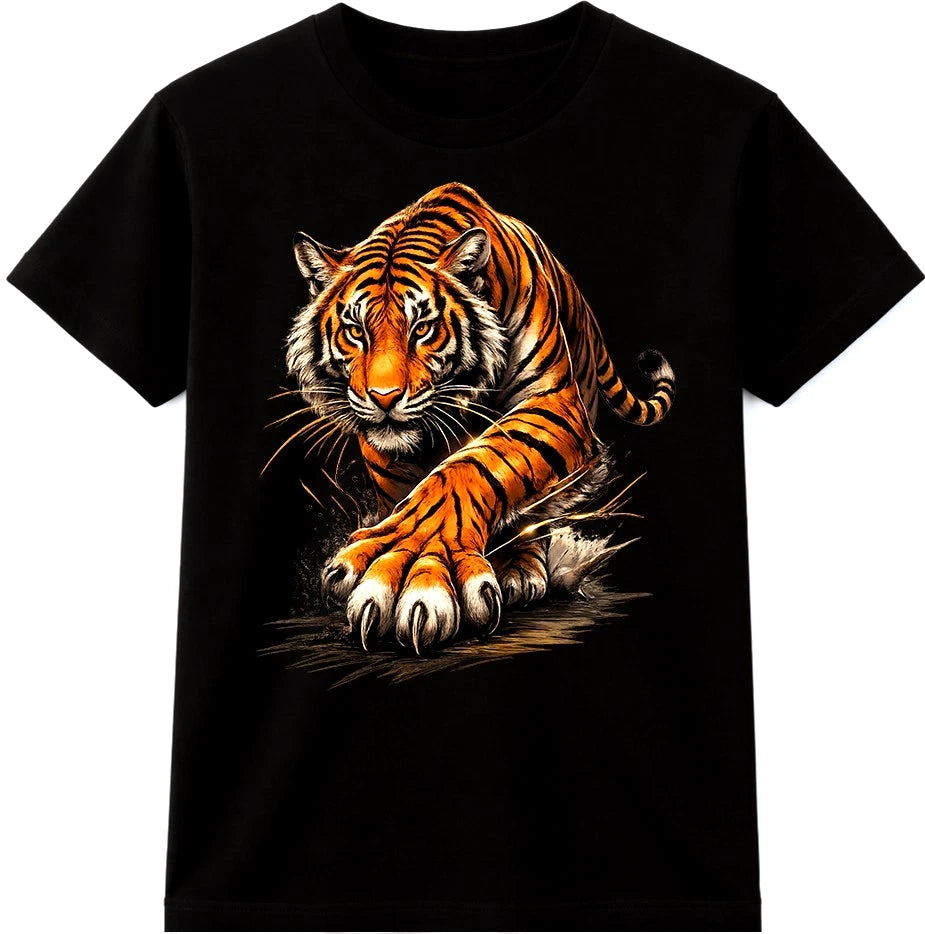 Tiger T Shirt Fierce Wild Animal Graphic Tee Big Cat Predator Casual Top