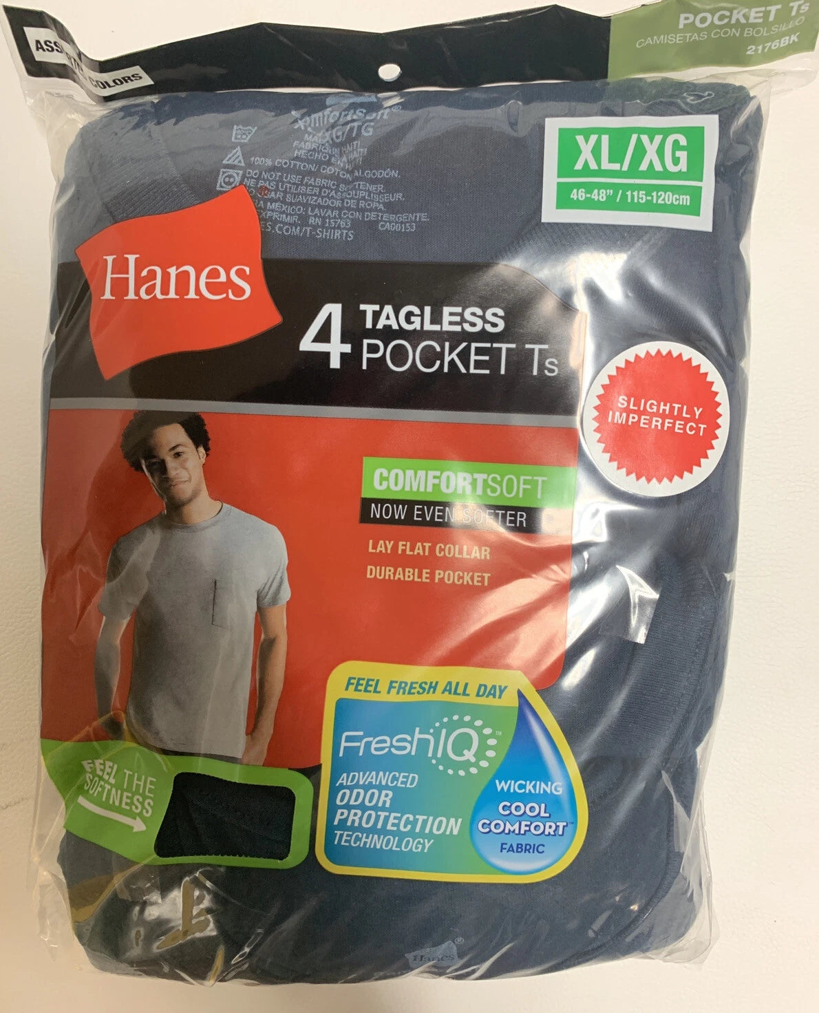 Hanes 4 pack Men's Pocket Ts Cotton T-Shirt Tagless Crew - SI