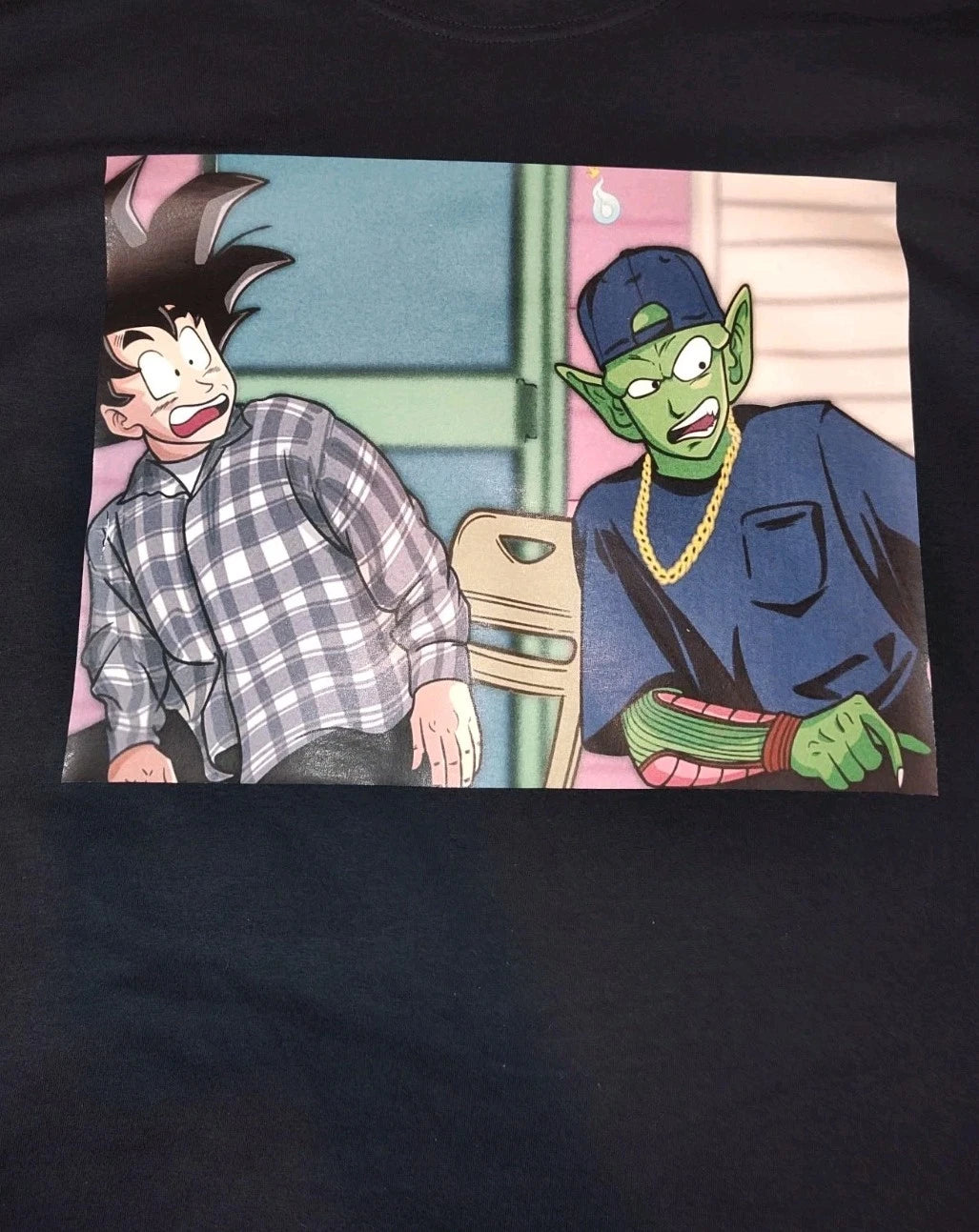 Meme Goku Piccolo Friday T-shirt. Large Adult